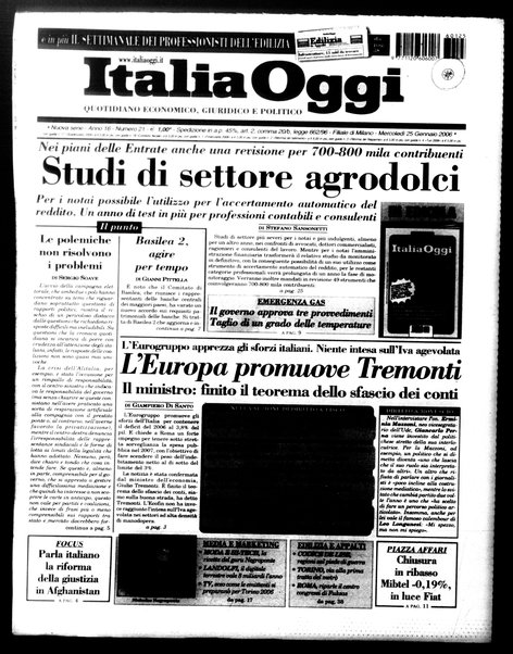 Italia oggi : quotidiano di economia finanza e politica